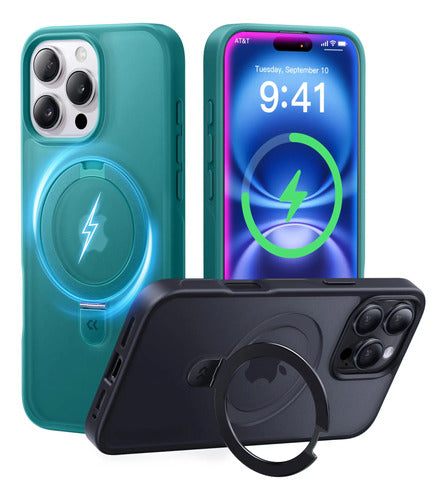 Funda Para iPhone 16 Pro Max Con Soporte Magnética. Turquesa