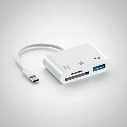 Lector De Tarjetas Sd A Usb C, 3 En 1 Blanco