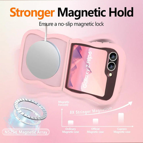Funda Para Samsung Z Flip 6 Con Correa Rosa