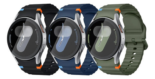 Correas Deportivas Compatibles Con Galaxy Watch 7 6 5 4 Fe Negro/azul/verde 4.4 Cm