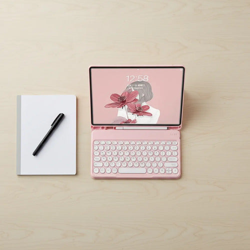 Funda Con Teclado Para Galaxy Tab S10 Lite/fe/s9 (10,9 PuLG) Rosa