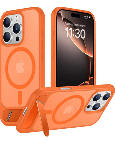Funda Magnética Temdan Para iPhone 16 Pro Max Con Soporte Naranja