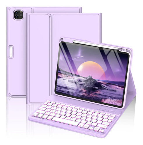 Funda Con Teclado Para iPad Air 11  Y Pro 11 Lila