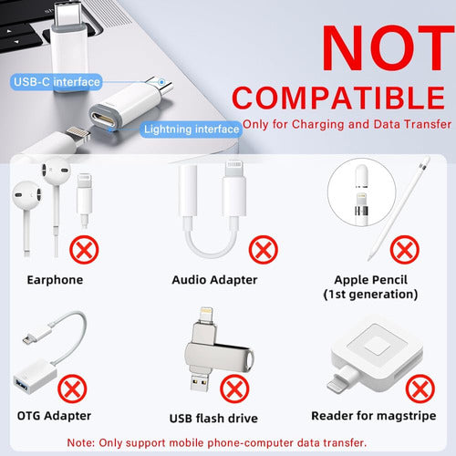 Adaptadores Lightning A Usb C Para iPhone Y Samsung Blanco
