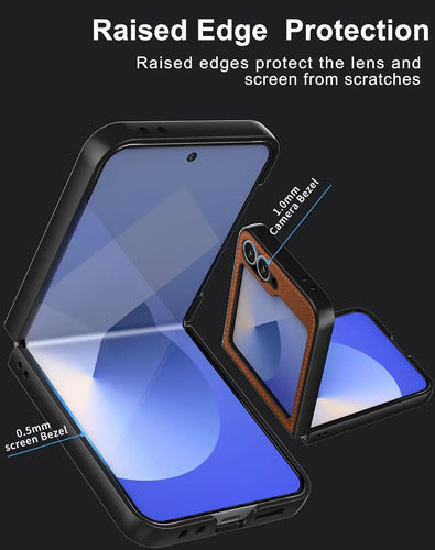 Funda De Cuero Vegano  Para Samsung Galaxy Z Flip 6/7 Fe Marrón