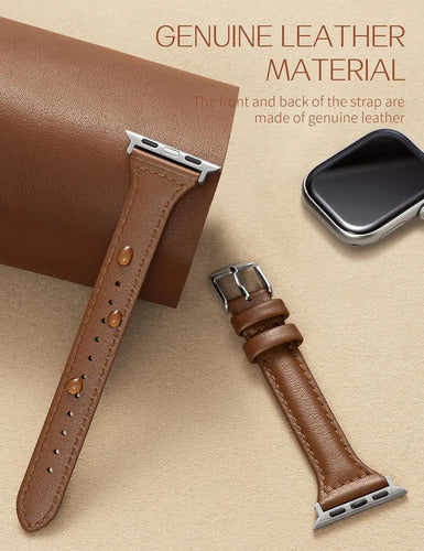 Set Correas De Cuero Slim Para Apple Watch Negro/marrón 3.8 Cm