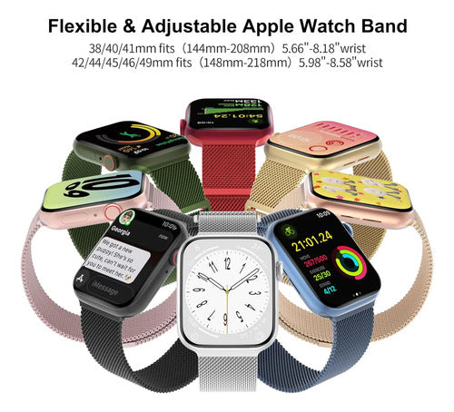 Pack 3 Correas Metálicas Malla Para Apple Watch 38-49mm Negro 3.8 Cm