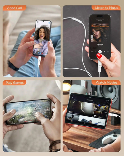 Adaptador De Audio Para Auriculares Usb C A Lightning Blanco