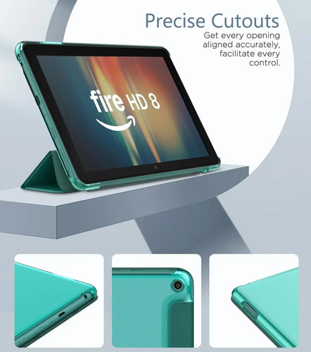 Funda Para Amazon Kindle Fire Hd 8 & 8 Plus 8'' Verde Oscuro
