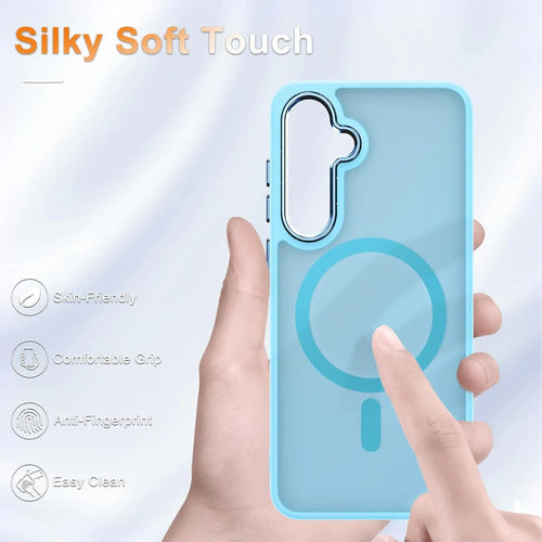 Funda Magnética Mate Para Samsung Galaxy S25+ Plus Azul Claro