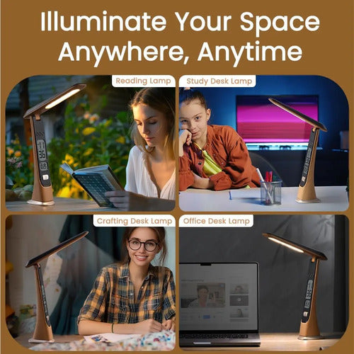 Lámpara De Mesa Recargable Plegable Wilit Led Negro Beige