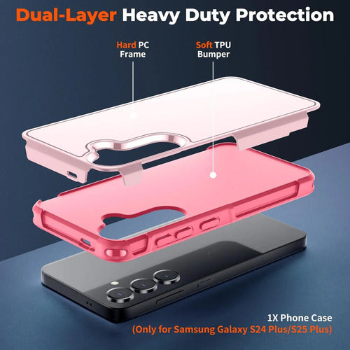 Funda Resistente Para Samsung Galaxy S25 Plus & S24 Plus Rosa