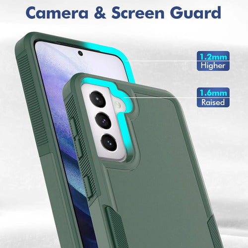 Funda Protectora Samsung Galaxy S21 5g Doble Capa Antigolpes Verde Oscuro Liso