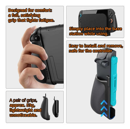 Set De Agarre Ergonómico Para Nintendo Switch Joycons Negro