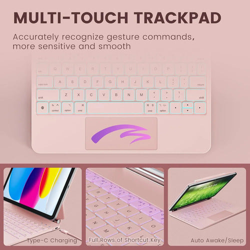 Funda Con Teclado Para iPad Gen, Raymcraft Rosa