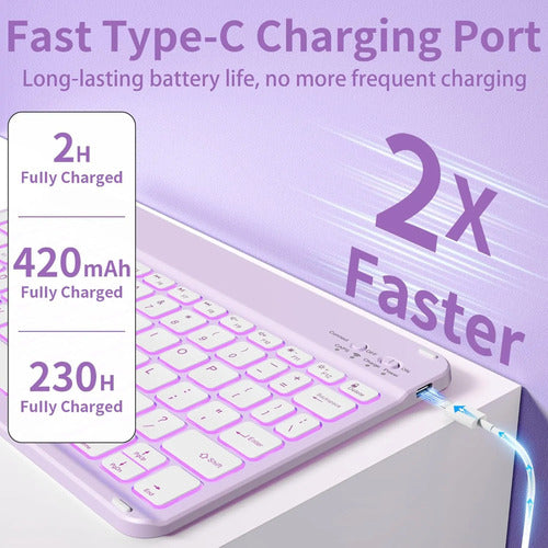 Funda Con Teclado Para iPad Air Gen 11 Lila