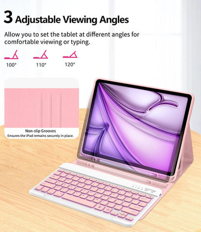 Funda Con Teclado Para iPad Air Y iPad Pro Rosa