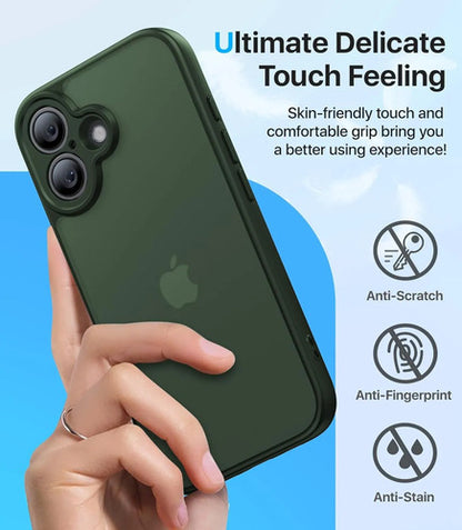 Funda Protectora Para iPhone 16, Antigolpes Verde Oscuro