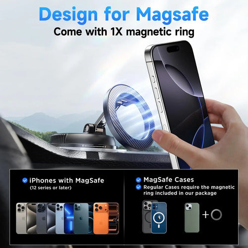Soporte De Teléfono Para Auto Con Magsafe Y Rotación Carbon Fiber