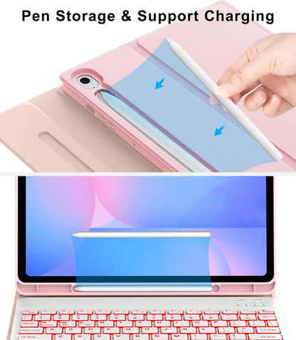 Funda Con Teclado Para Samsung Galaxy Tab S10 Lite/s10 Fe... Rosa