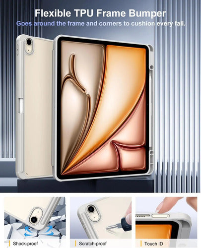 Funda Para iPad Air 13'' Con Soporte Para Lápiz Gris