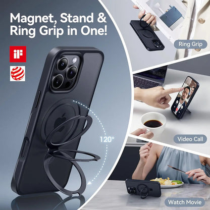 Funda Para iPhone 16 Pro Max Con Soporte Magnética. Negro