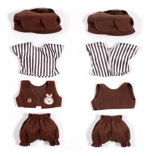 Ropa Para Muñeca Labubu Set 3 Piezas, Marrón Fantasía