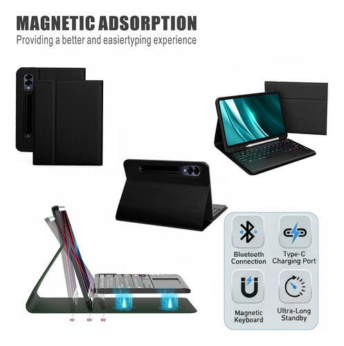 Funda Teclado Para Samsung Galaxy Tab S10 Lite/s10 Fe/s9 Fe Negro