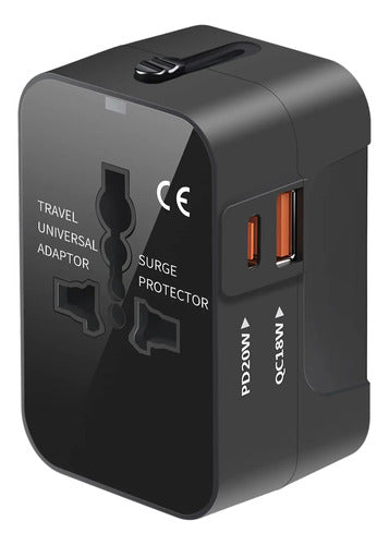 Adaptador De Viaje Universal Con Carga Rápida Usb-c Y Usb-a