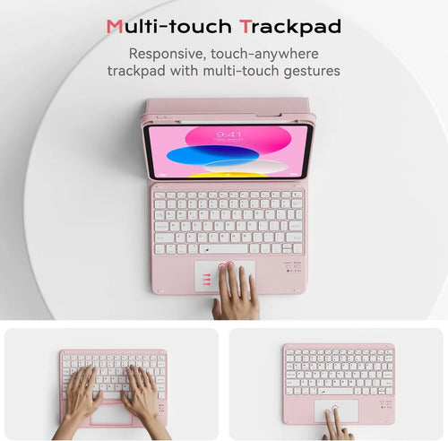 Funda Con Teclado iPad 11th/10th Gen (a16) Retroiluminada Rosa Claro
