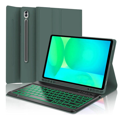 Funda Con Teclado Para Samsung Galaxy Tab S10 Fe (10,9 PuLG) Verde