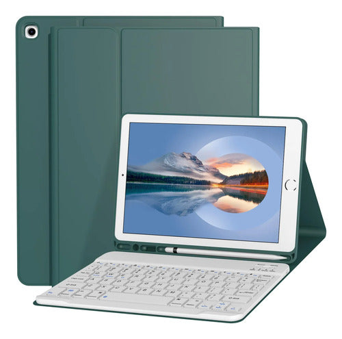 Funda Con Teclado Para iPad De 9.7 Pulgadas 2018/2017 6a/5a Verde Oscuro