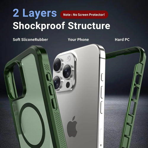 Funda Magnética Para iPhone 16 Pro Max Verde Oscuro