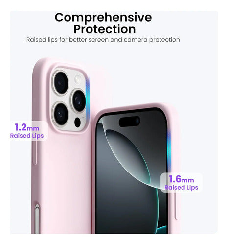 Funda Ornarto Compatible Con iPhone 16 Pro 6.3 , Silicona... Rosa Claro