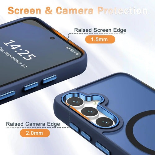 Funda Magnética Mate Para Samsung Galaxy S25+ Plus Azul Marino