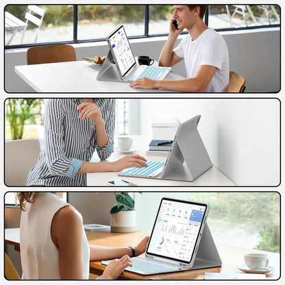 Funda Con Teclado Retroiluminado Para iPad Air Y Pro Gris