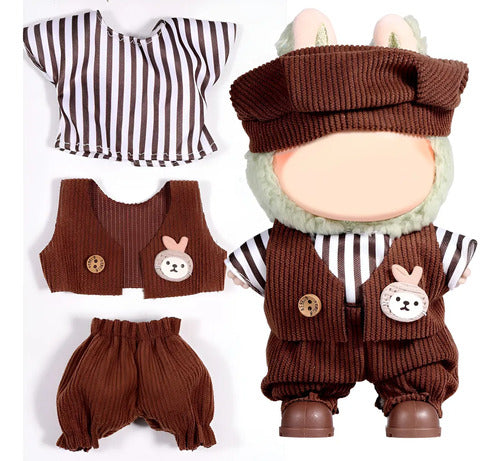 Ropa Para Muñeca Labubu Set 3 Piezas, Marrón Fantasía
