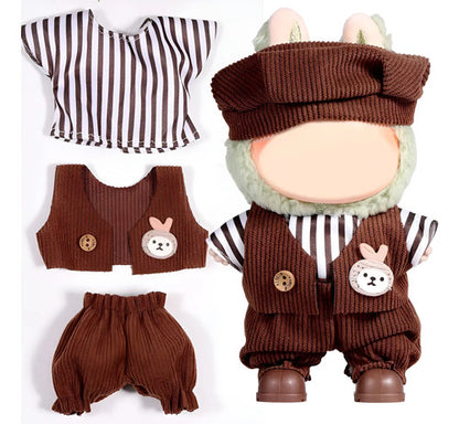 Ropa Para Muñeca Labubu Set 3 Piezas, Marrón Fantasía