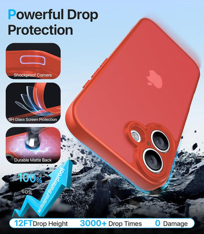 Funda Protectora Para iPhone 16, Antigolpes Rojo