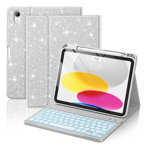 Funda Con Teclado Para iPad A16 11th 10th Gen Plateado