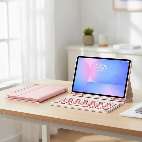 Funda Con Teclado Para Samsung Galaxy Tab S10 Lite/s10 Fe... Rosa