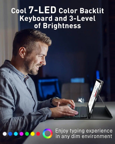 Funda Con Teclado Para iPad 9th/8th/7th Gen, Air 3rd Gen Negro