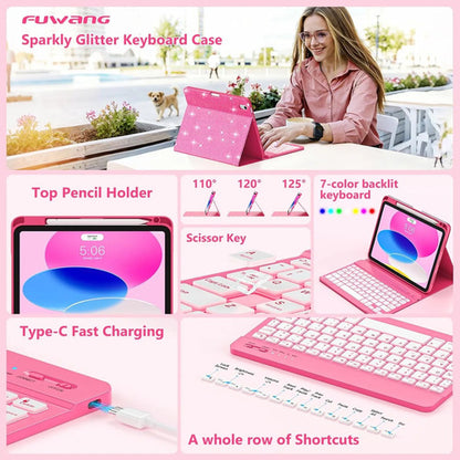 Funda Con Teclado Para iPad A16 11th 10th Gen Rosa