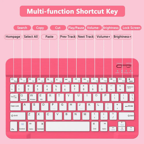 Funda Con Teclado Para iPad (a16) 11th/10th Gen (11/10.9) Fucsia