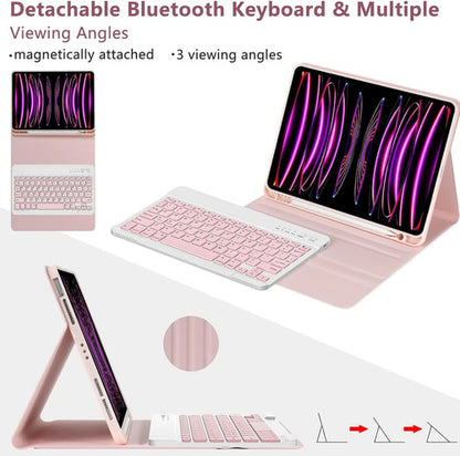 Funda Con Teclado Para iPad Pro M3 11  Rosa