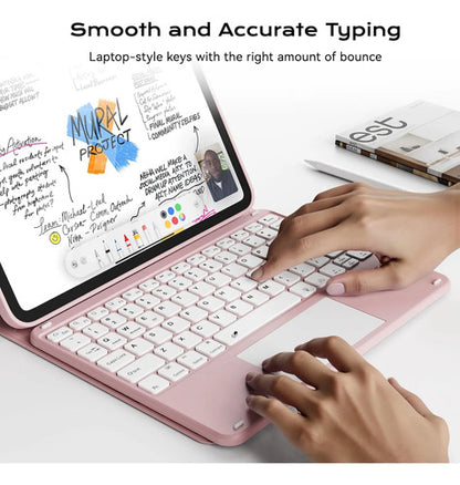 Funda Con Teclado iPad 11th/10th Gen (a16) Retroiluminada Rosa Claro