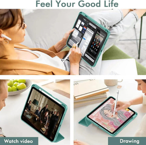 Funda Para iPad A16 Con Soporte Y Porta Lápiz Verde