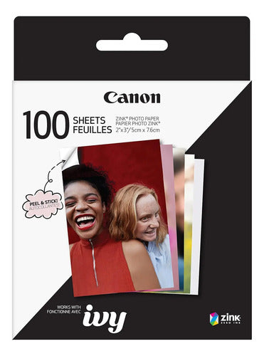 Papel Fotográfico Adhesivo (100 Hojas) Canon Zink 2x3 Multicolor