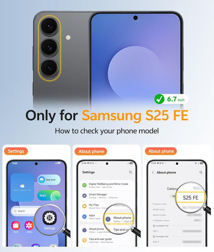 Funda Para Samsung Galaxy S25 Fe, Negra, 6.7 PuLG Negro