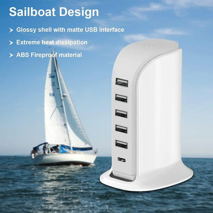 Estación De Carga Múltiple 5 Puertos Usb
